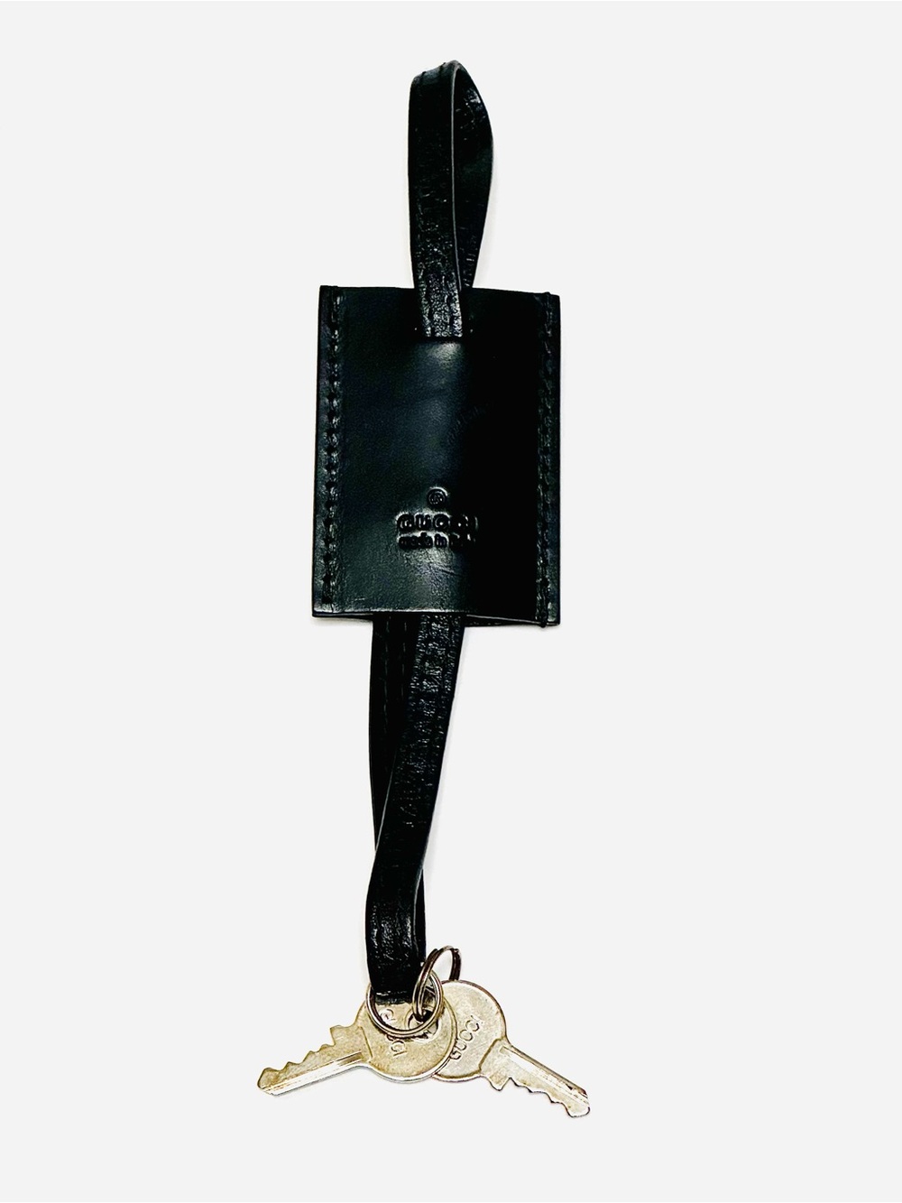 Gucci Black Leather Clochette Key Bell & 2 Keys Replacement Bag Charm Vintage